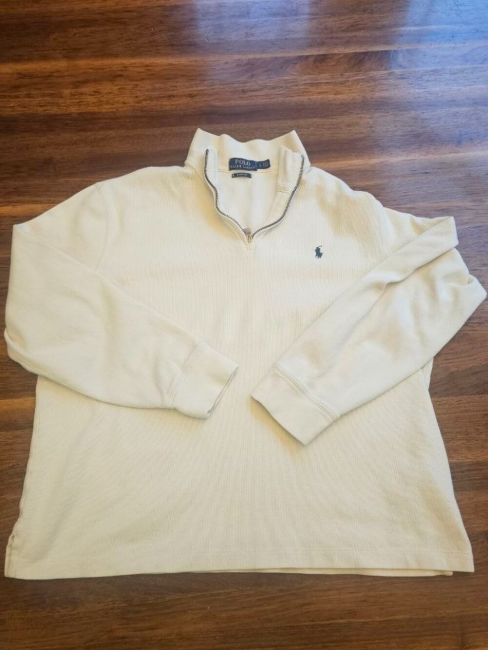 Polo Ralph Lauren Mens Quarter Zip Sweater Size Large Long Sleeve Cream